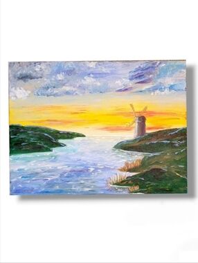 Original Painting on Canvas Dutch Countryside Landscape